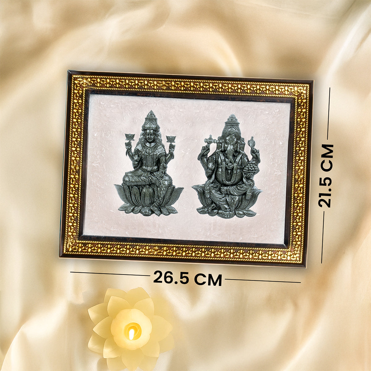 Pyrite Lakshmi - Ganesh Ji on Selenite Frame