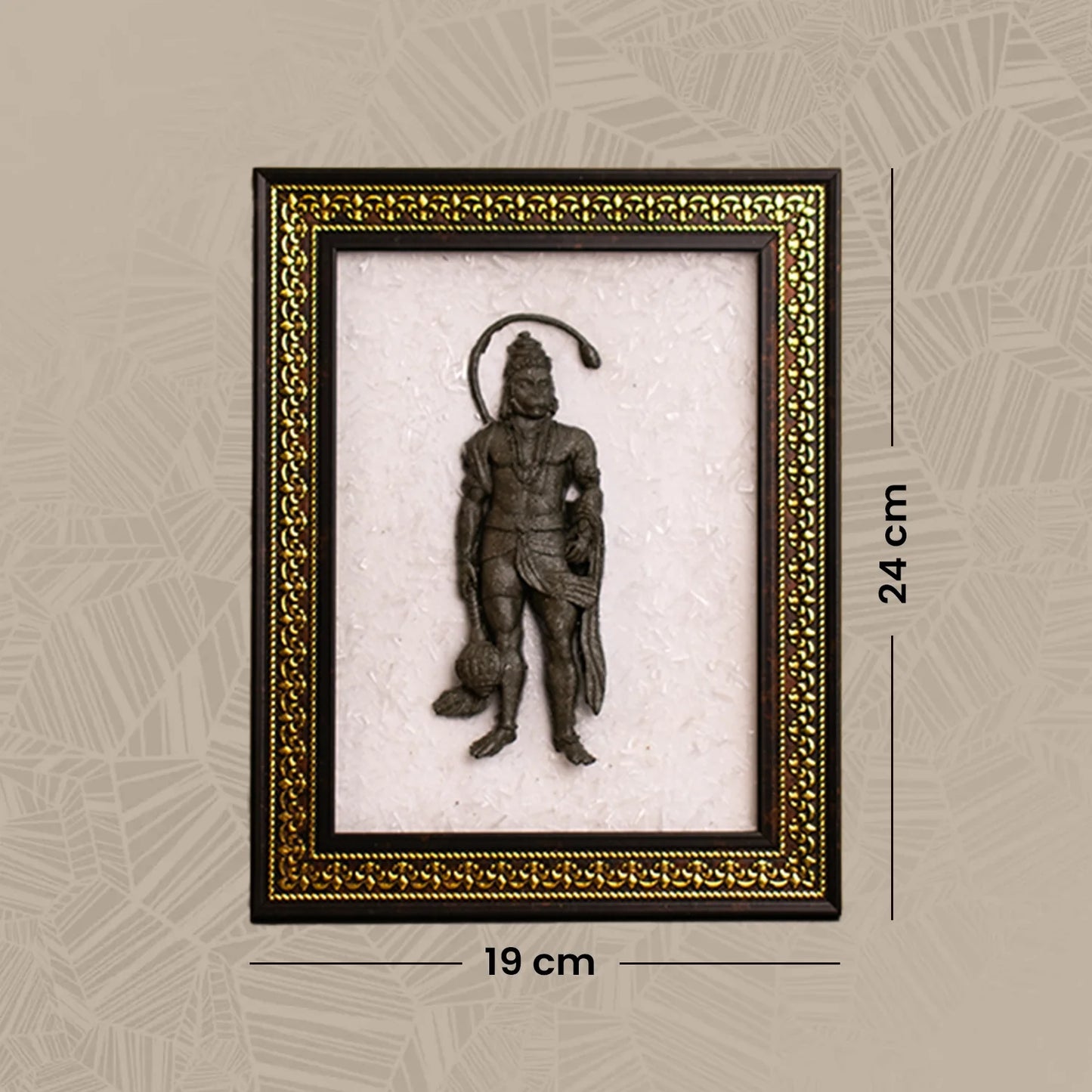 Pyrite Hanuman Ji on Selenite Frame
