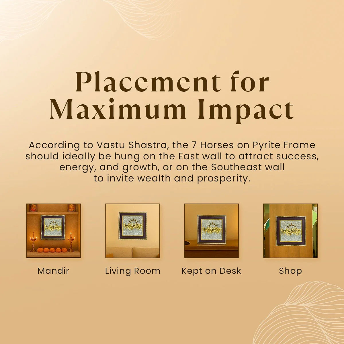 7 Horses on Raw Pyrite Frame with FREE Money Magnet Pyramid