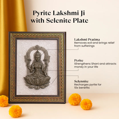 Pyrite Lakshmi Ji on Selenite Frame