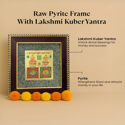 Maa Lakshmi Siddh Lakshmi Kuber Yantra on Raw Pyrite Frame