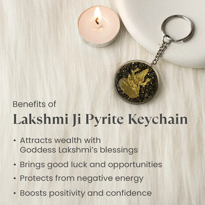 Lakshmi Kuber Yantra on Pyrite Frame with FREE Lakshmi Ji Pyrite Keychain