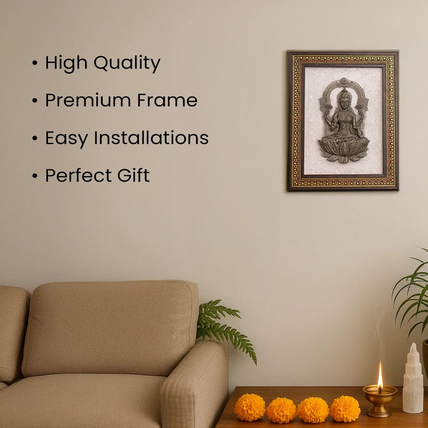Pyrite Lakshmi Ji on Selenite Frame