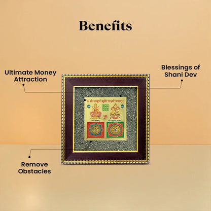 Lakshmi Kuber Yantra on Raw Pyrite Frame