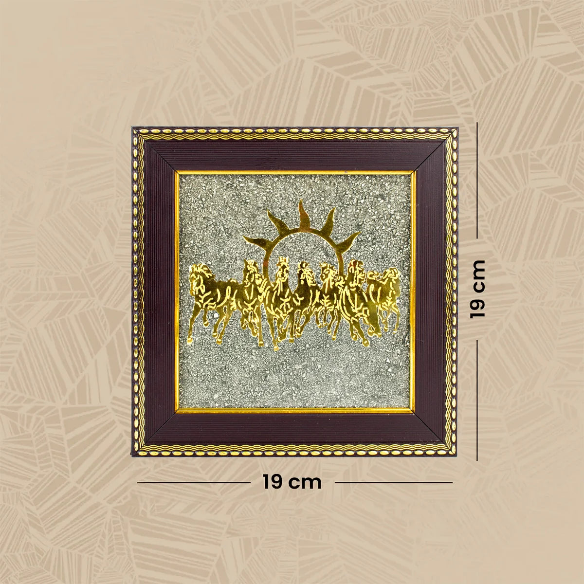 7 Horses Raw Pyrite Frame with Vyapar Vriddhi Frame Combo