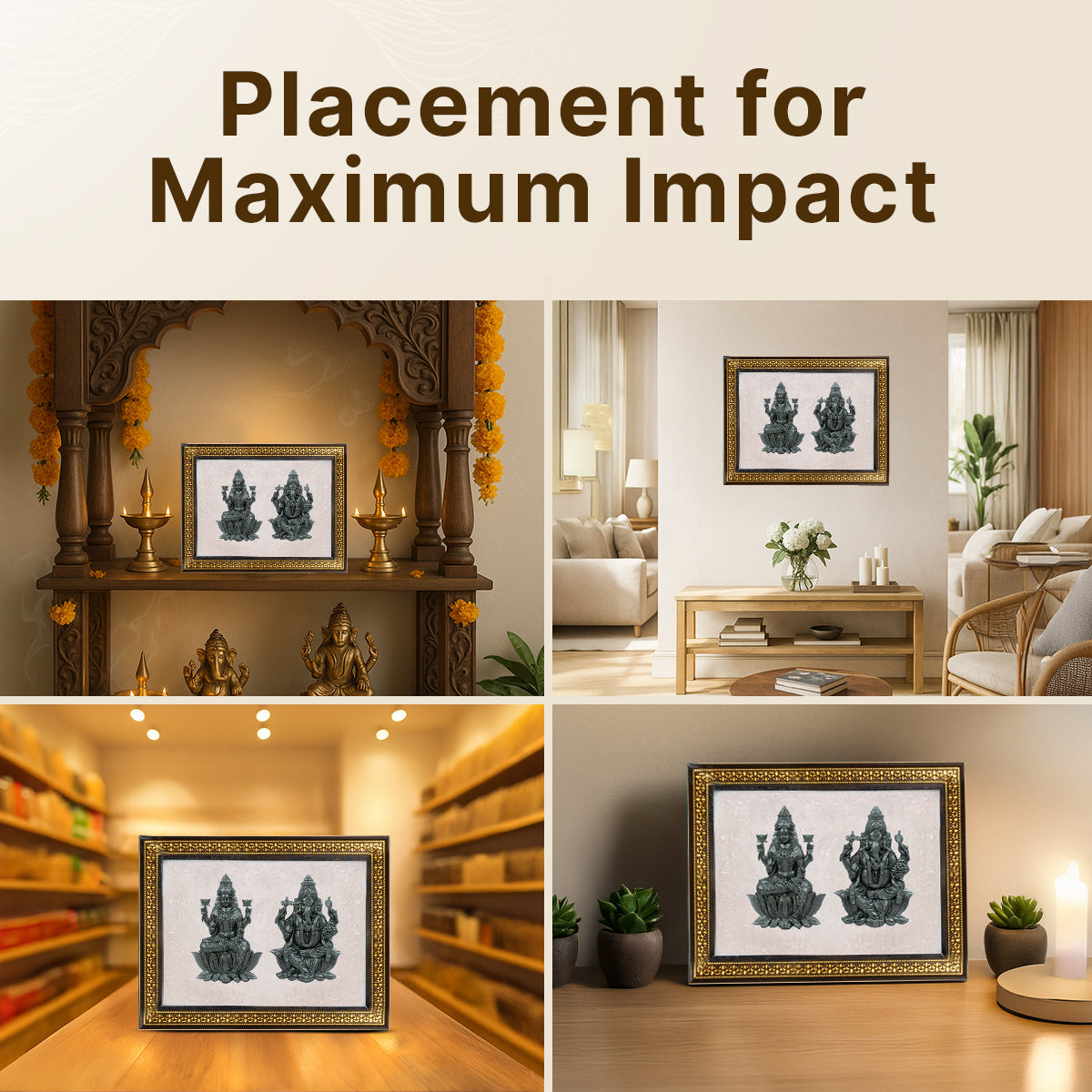 Pyrite Lakshmi - Ganesh Ji on Selenite Frame