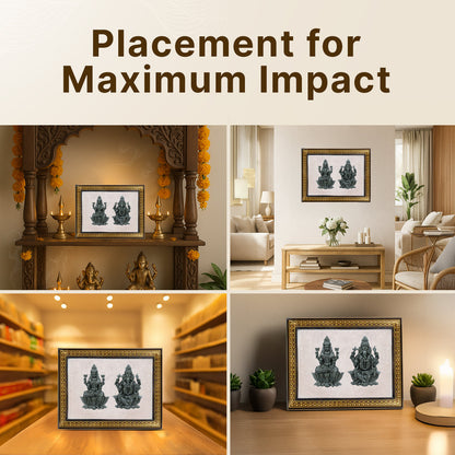 Pyrite Lakshmi - Ganesh Ji on Selenite Frame