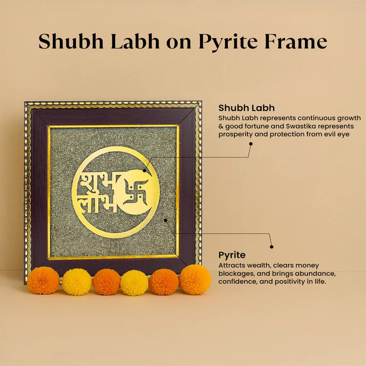 Lakshmi Charan Paduka Frame with FREE Subh Labh Pyrite Frame