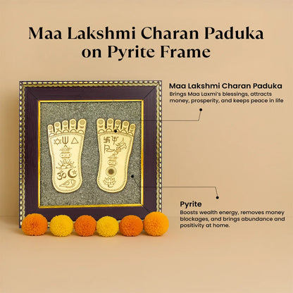 Maa Lakshmi Siddh Maa Lakshmi Charan Paduka on Pyrite Frame
