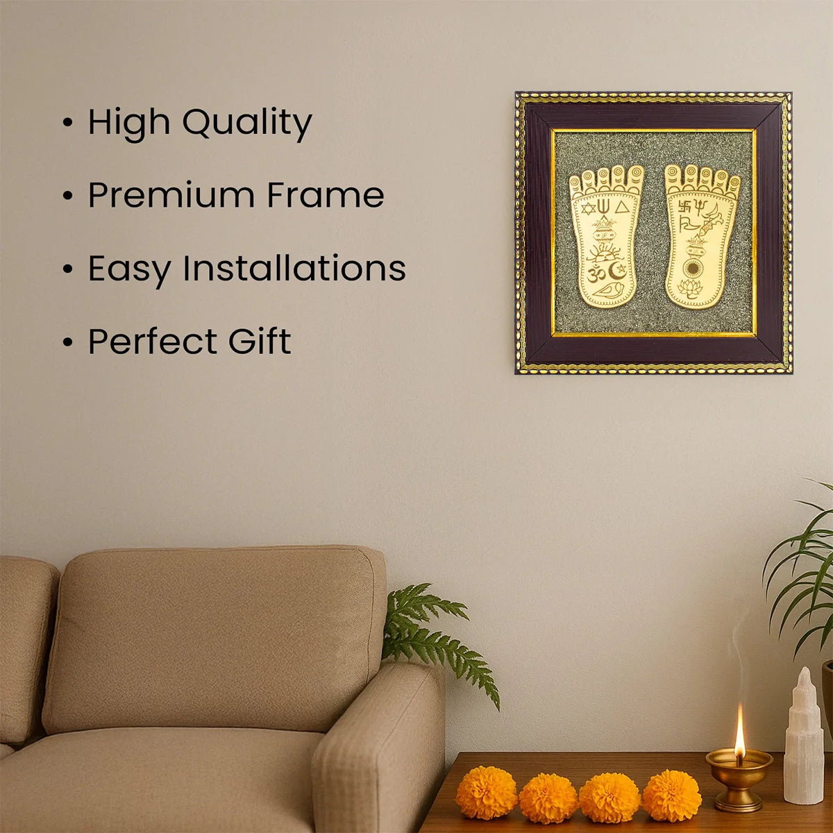 Maa Lakshmi Siddh Maa Lakshmi Charan Paduka on Pyrite Frame