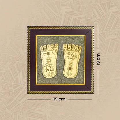 Lakshmi Charan Paduka Frame with FREE Subh Labh Pyrite Frame