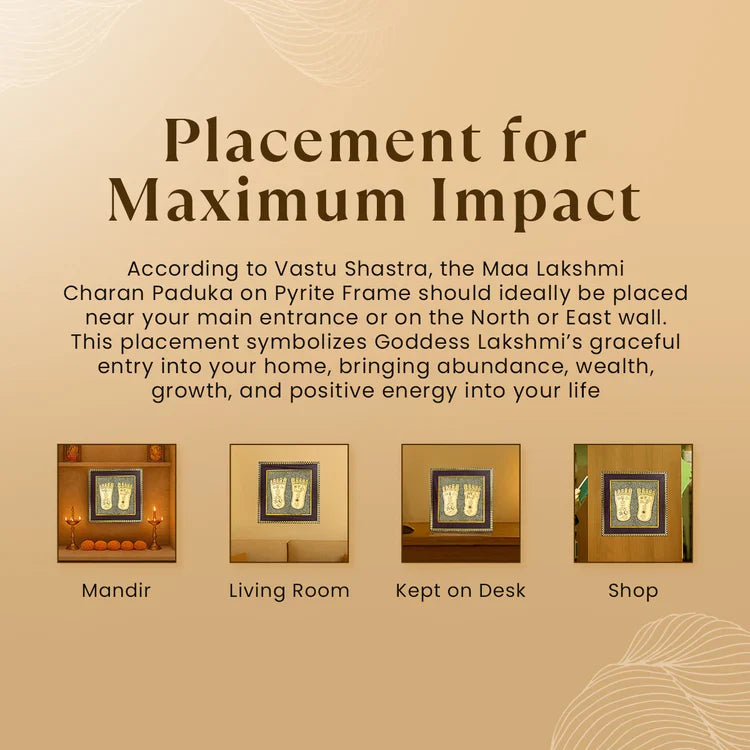 Lakshmi Charan Paduka Frame with FREE Subh Labh Pyrite Frame