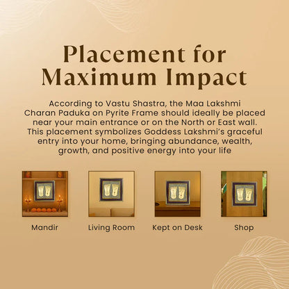 Lakshmi Charan Paduka Frame with FREE Subh Labh Pyrite Frame