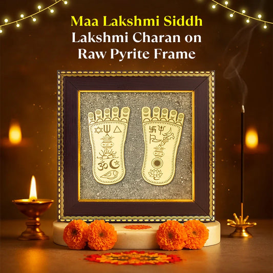 Maa Lakshmi Siddh Maa Lakshmi Charan Paduka on Pyrite Frame