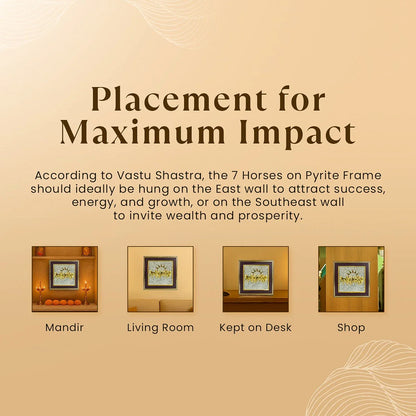 7 Horses on Raw Pyrite Frame with FREE Money Magnet Pyramid